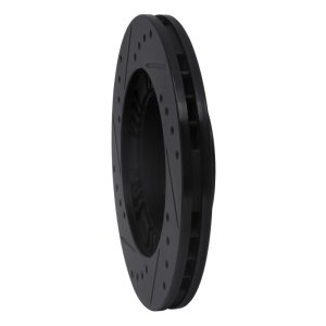 Mazda Protege Brake Rotor (1) - Front Right - R1 Concepts - Drilled & Slotted - Black - `99-`03